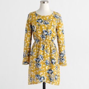 JCrew Yellow Floral Long Sleeved Dress